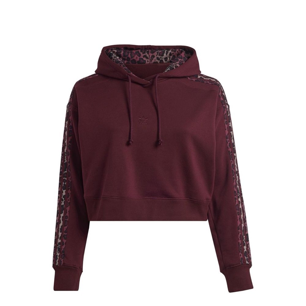 Adidas Originals Maroon Cheetah Cropped Hoodie